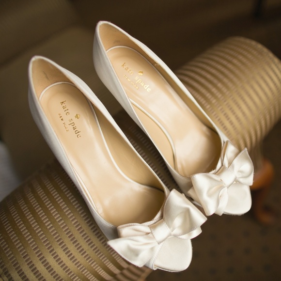 kate spade Shoes - Kate space satin bow wedding heels